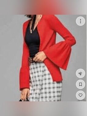 Cabi Red Bell-Sleeve Open Cardigan Sweater Medium